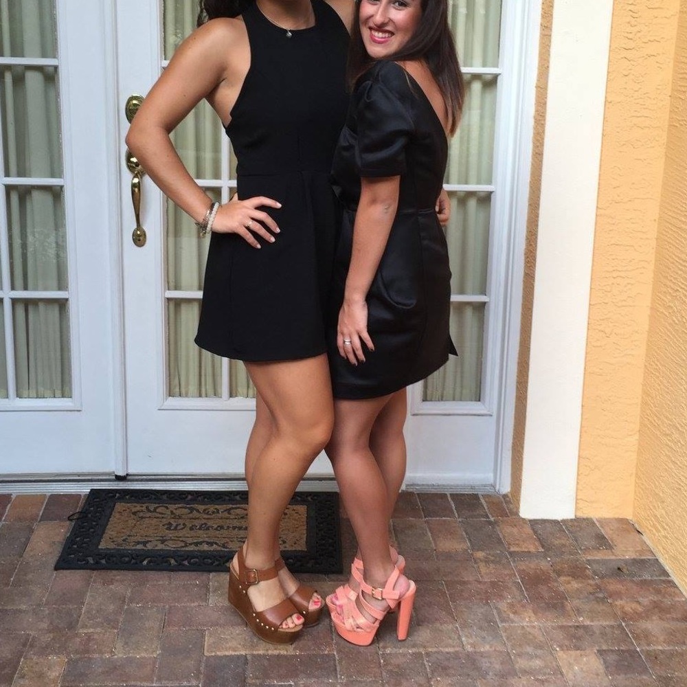 Black open back romper